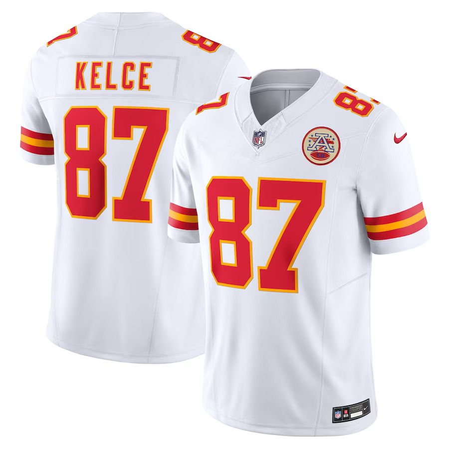Men Kansas City Chiefs 87 Travis Kelce Nike White Vapor F.U.S.E. Limited NFL Jersey